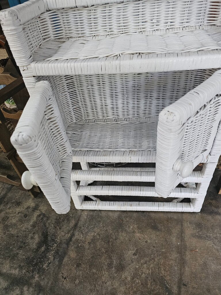 White Wicker Storage Cabinet
