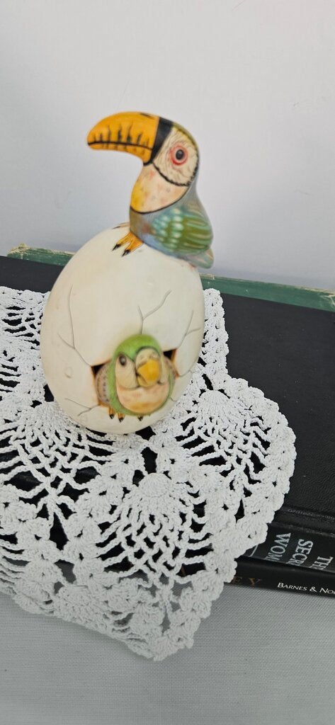 Colorful Hand-Painted Bird Figurine