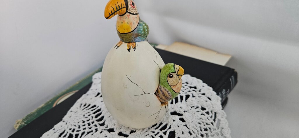 Colorful Hand-Painted Bird Figurine