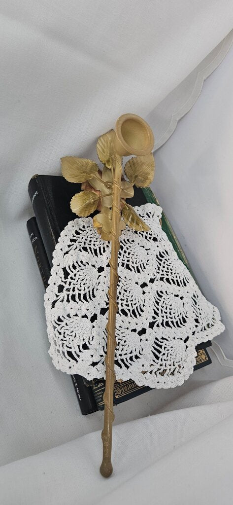 Vintage Italian Tole Painted Wrought Iron Metal Flower Floral Candle Snuffer