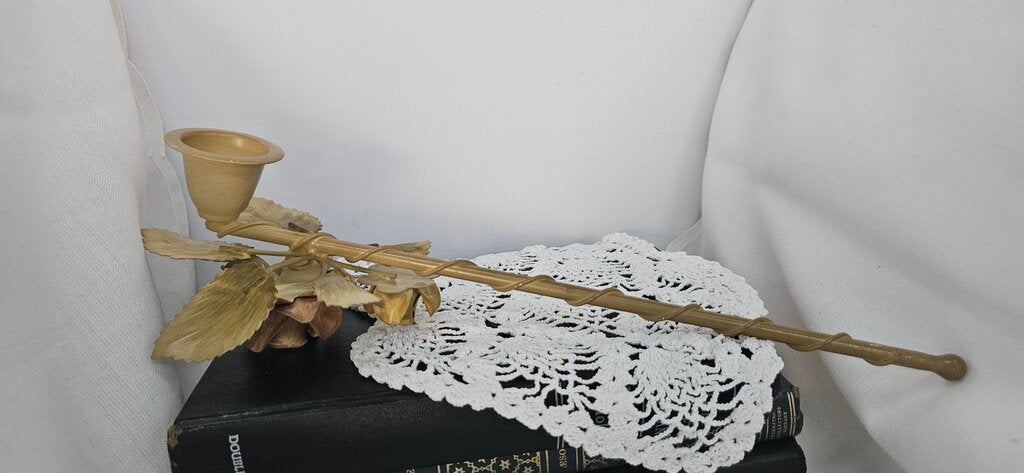 Vintage Italian Tole Painted Wrought Iron Metal Flower Floral Candle Snuffer