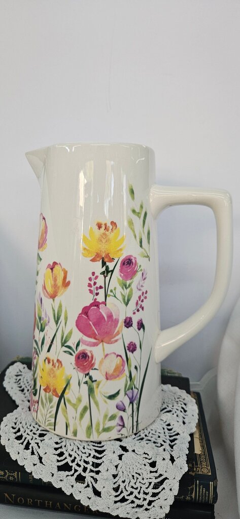 Floral Design Ceramic Pitcher