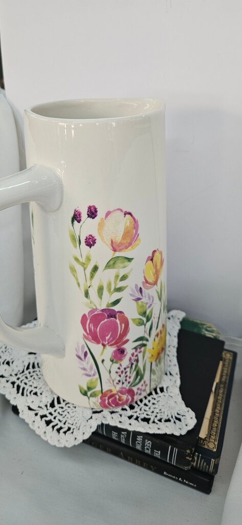 Floral Design Ceramic Pitcher