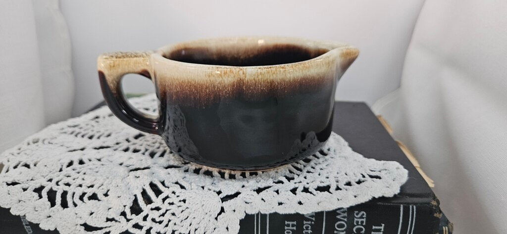Vintage drip Brown Glazed Ceramic Creamer