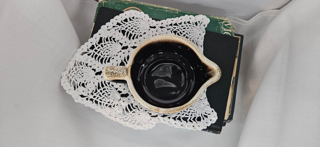 Vintage drip Brown Glazed Ceramic Creamer