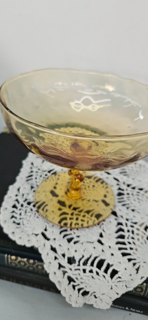 Vintage Amber Glass Dessert Bowl