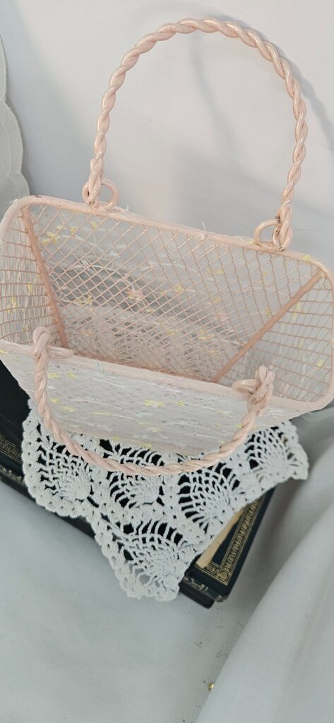 Pink Mesh and metal basket/bag