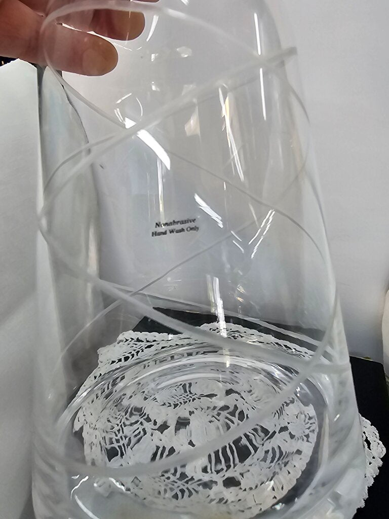 Clear Glass Vase with Decorative Twists