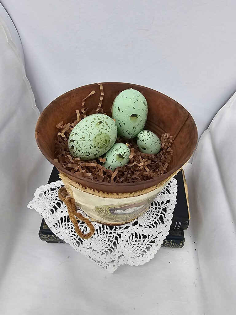 Decorative Nesting Bucket with Eggs