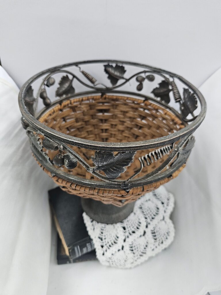 Woven Decorative Bowl with Metal Accents