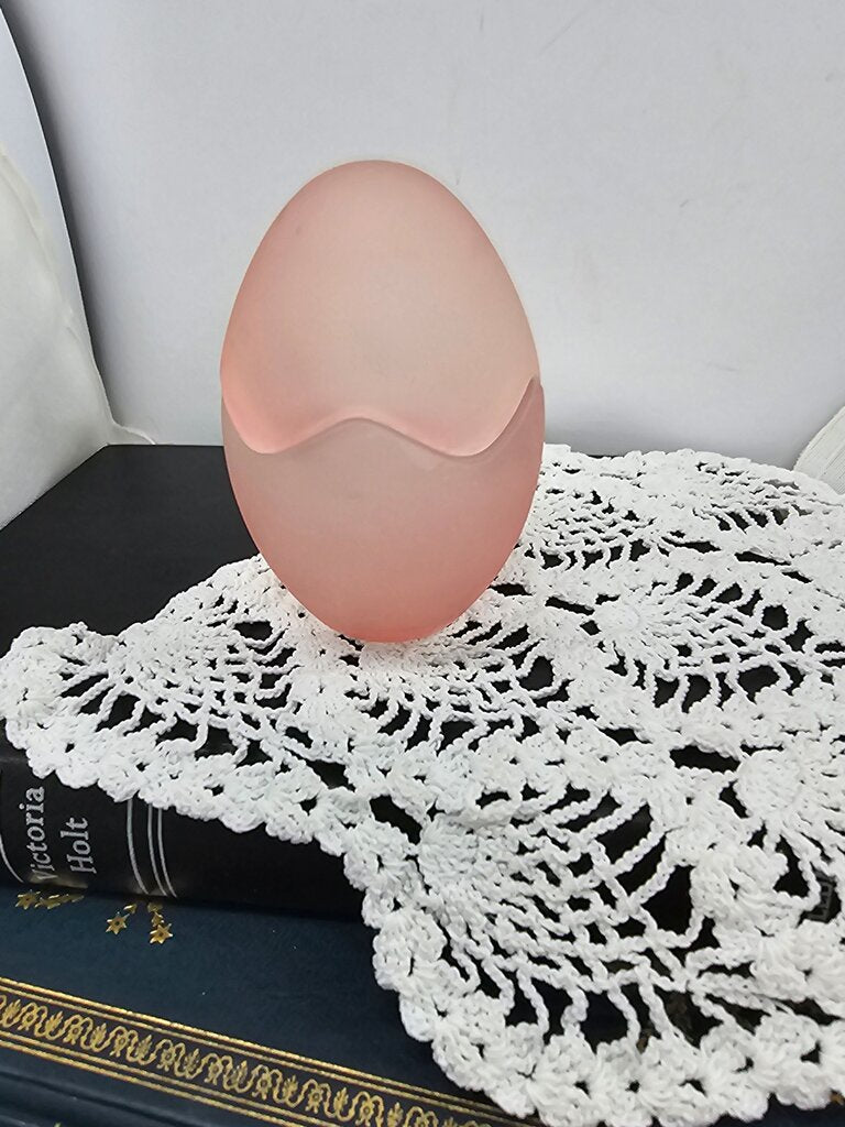 Frosted Pink Glass Egg Decoration