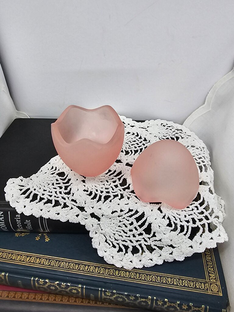 Frosted Pink Glass Egg Decoration