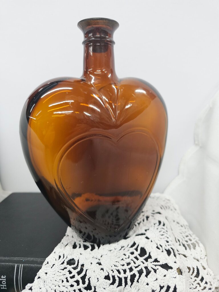 Vintage Heart-Shaped Paul Masson Amber Glass Bottle