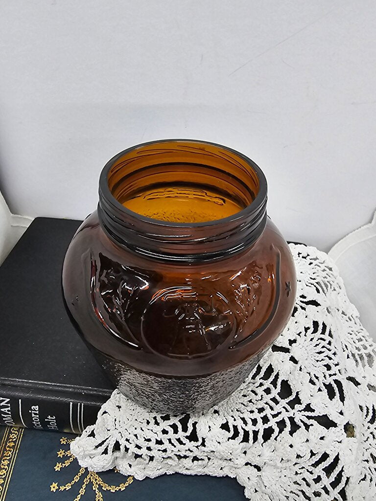 Vintage Amber Glass Jar