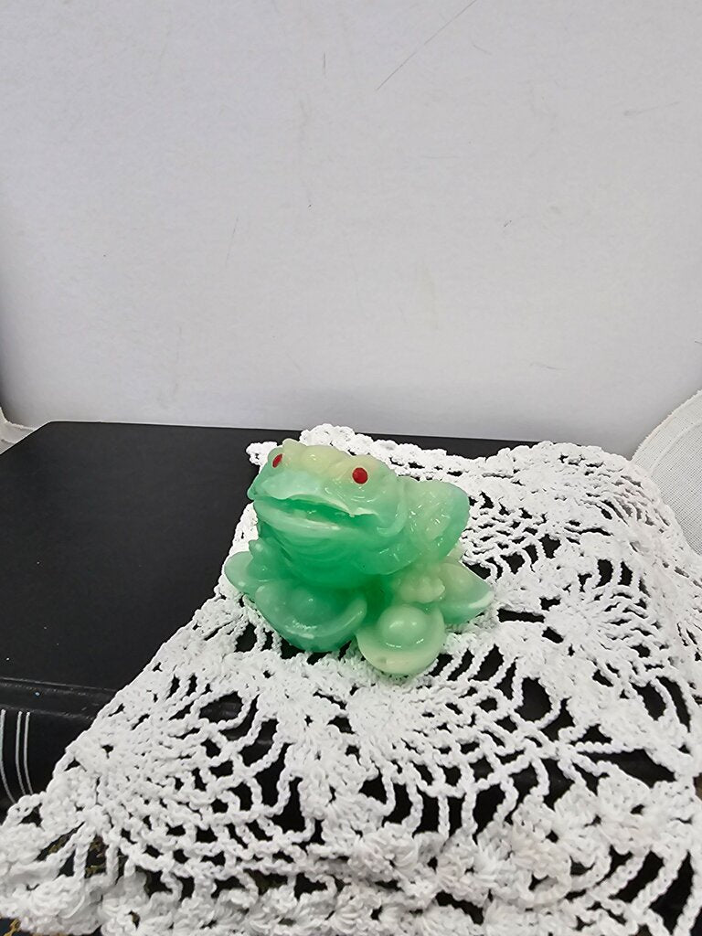 Green Glass Frog Figurine