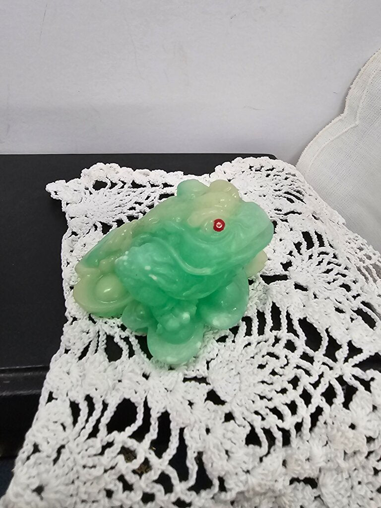 Green Glass Frog Figurine