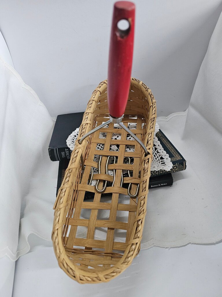 Woven Basket with Red Handle