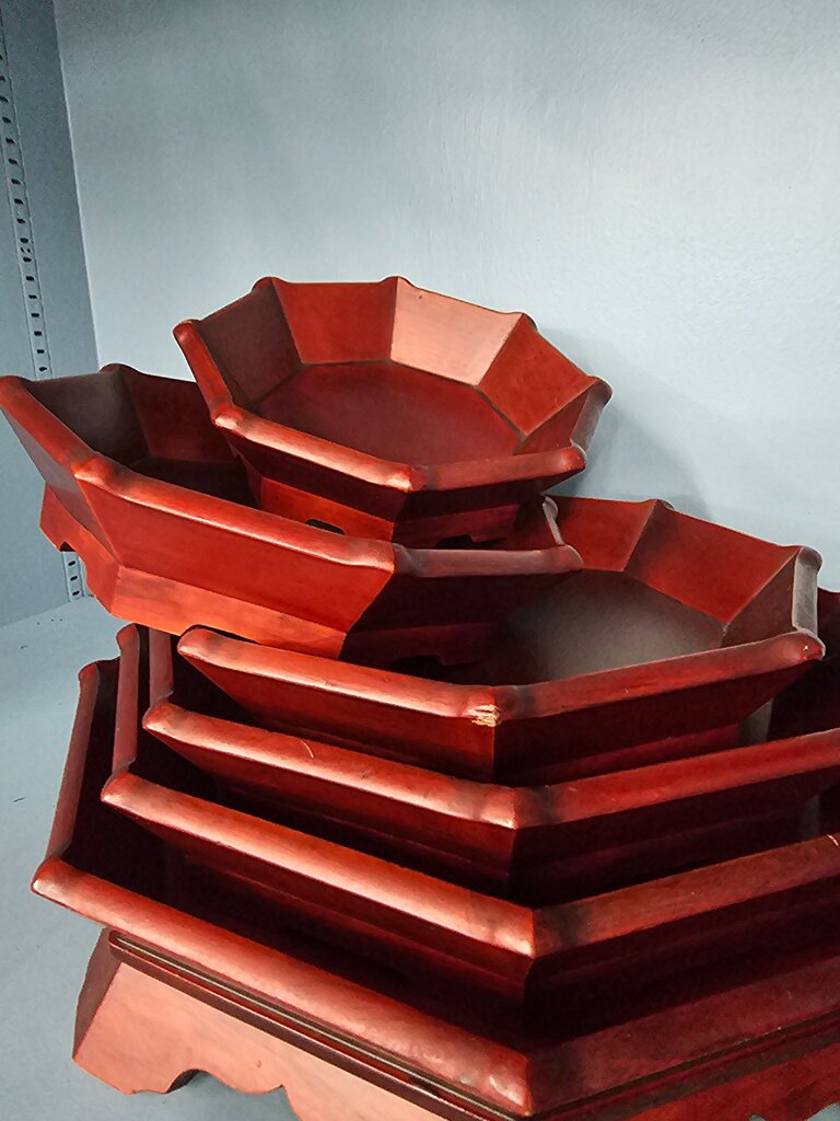 Stackable Wooden Serving Tray Set