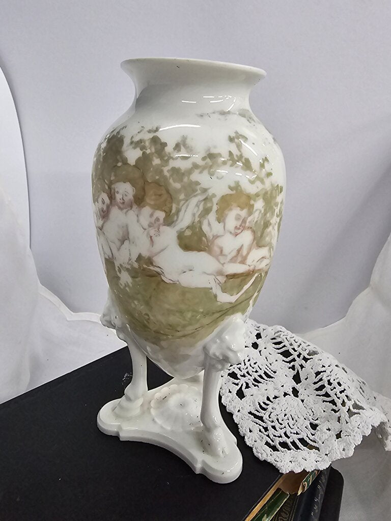 Antique Porcelain Vase with Cherub Design