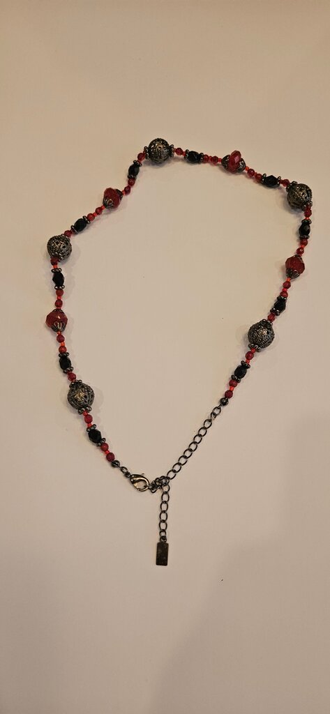 Black and Red Beaded Necklace