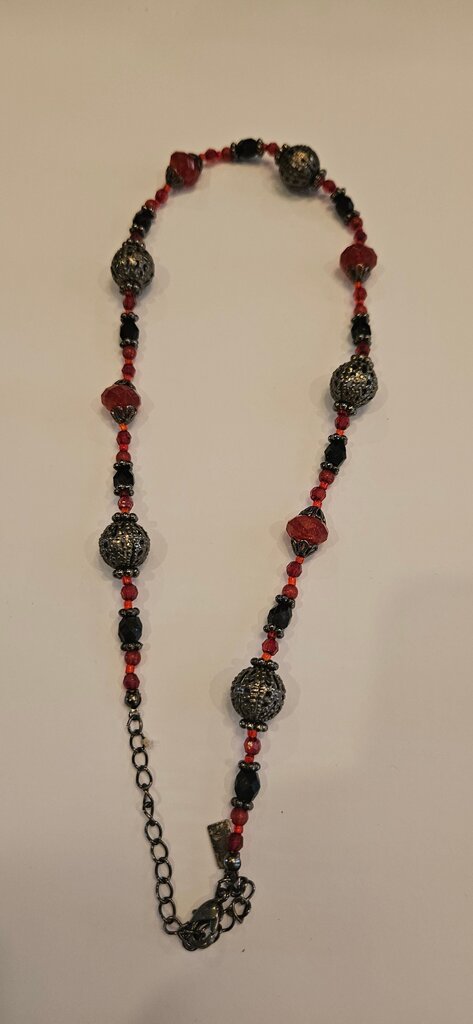 Black and Red Beaded Necklace