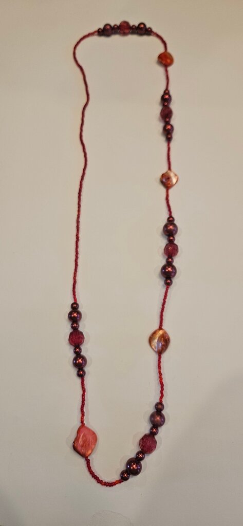 Handmade Red and Brown Beaded Necklace
