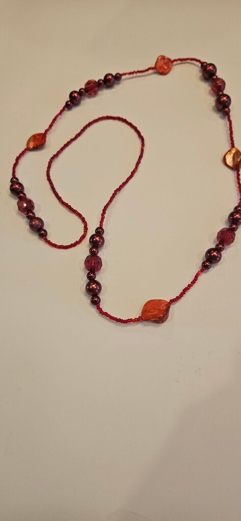 Handmade Red and Brown Beaded Necklace
