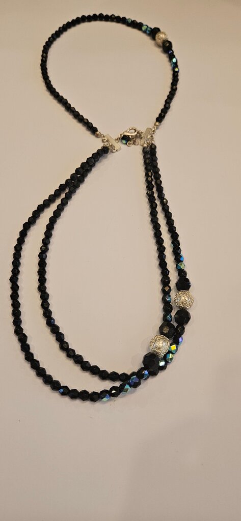 Elegant Black Beaded Necklace