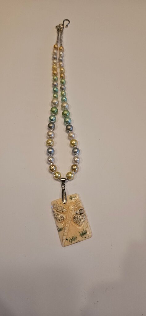Handcrafted Dragonfly Pendant Beaded Necklace