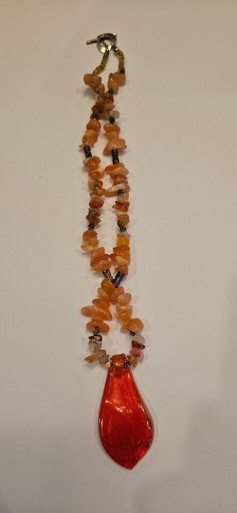 Red and Orange Stone Necklace