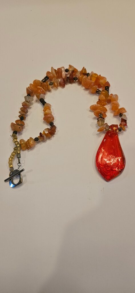 Red and Orange Stone Necklace