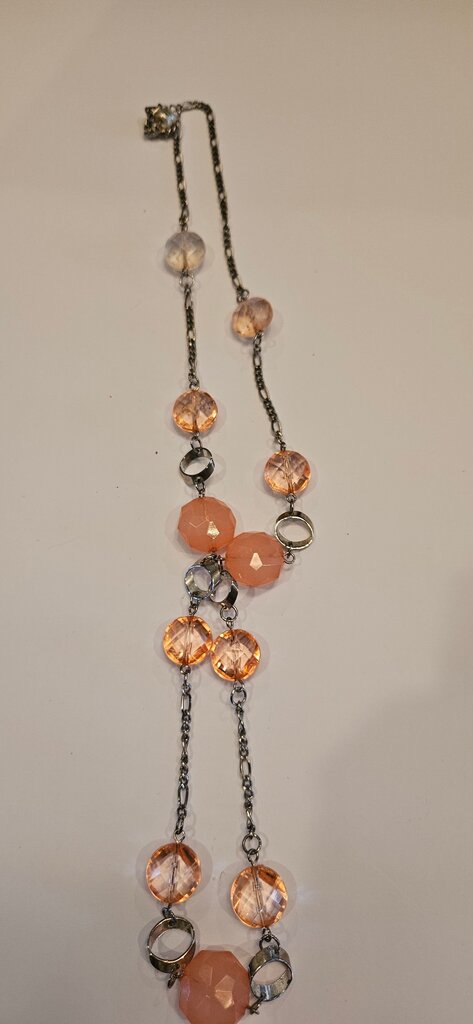 Pink and Clear Beaded Necklace