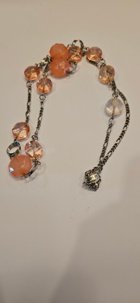 Pink and Clear Beaded Necklace