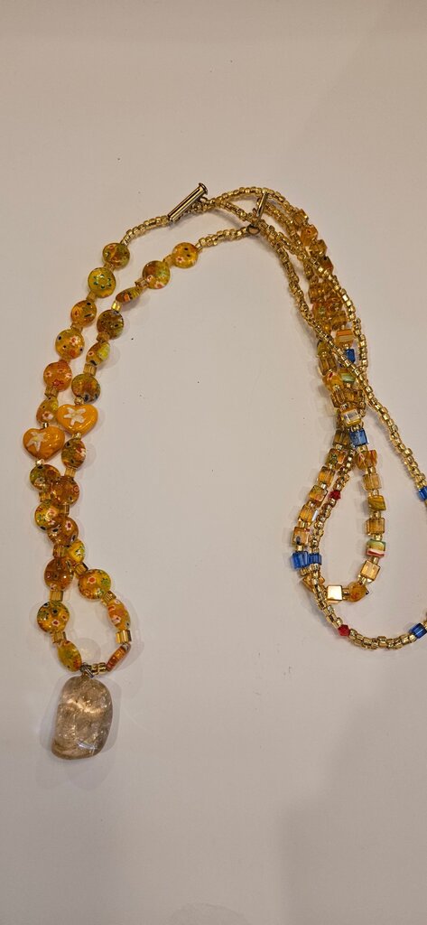 Colorful Beaded Necklace with Pendant