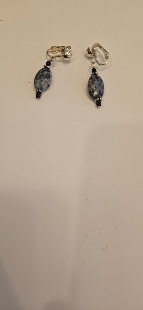 Blue Stone Clip-On Earrings