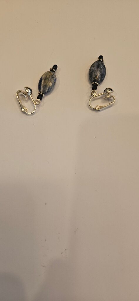 Blue Stone Clip-On Earrings