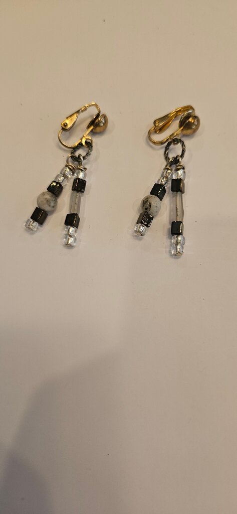 Beaded Dangle Earrings with Gold Hooks