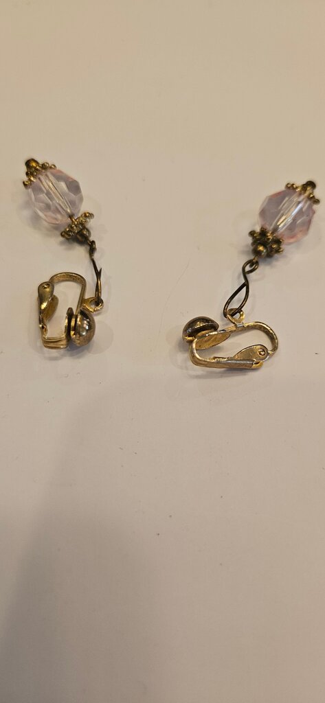 Vintage Clip-On Earrings with Pink Crystals