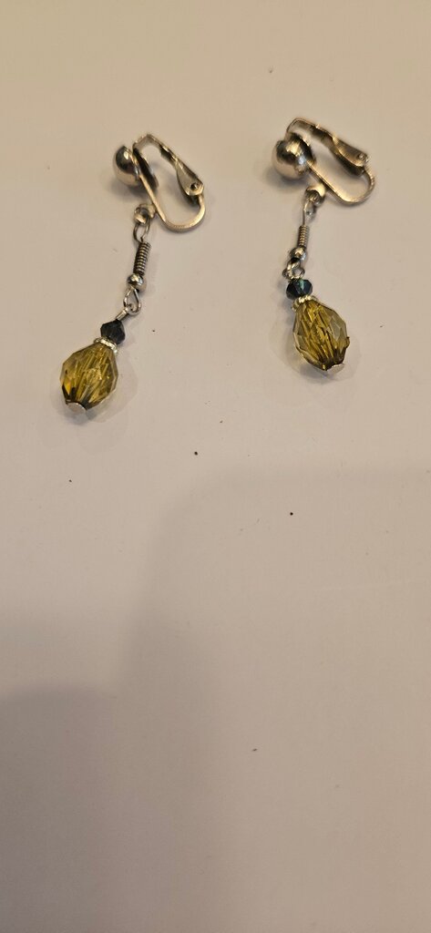 Vintage Clip-On Earrings with Yellow Beads