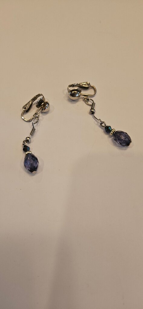 Elegant Purple Beaded Dangle Earrings