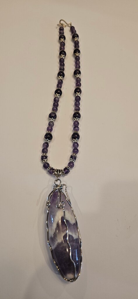 Amethyst and Black Beaded Necklace