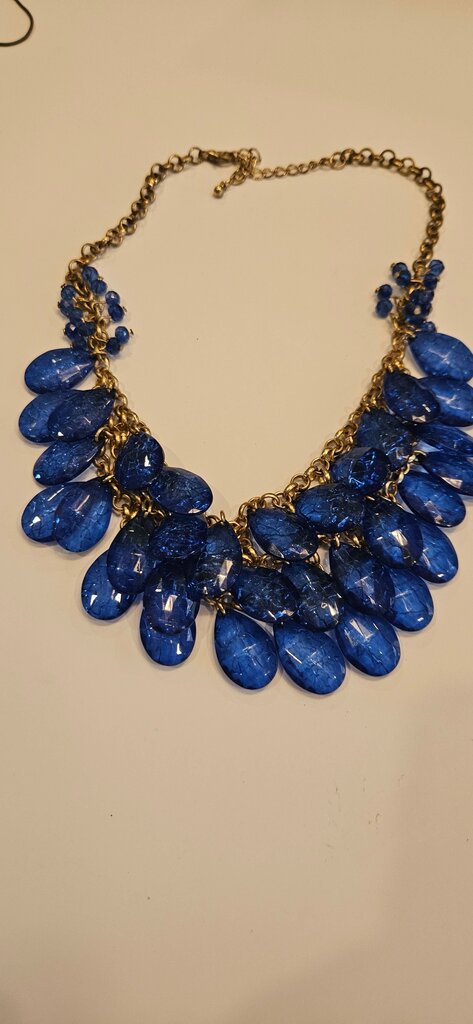 Blue Cluster Necklace with Gold Chain