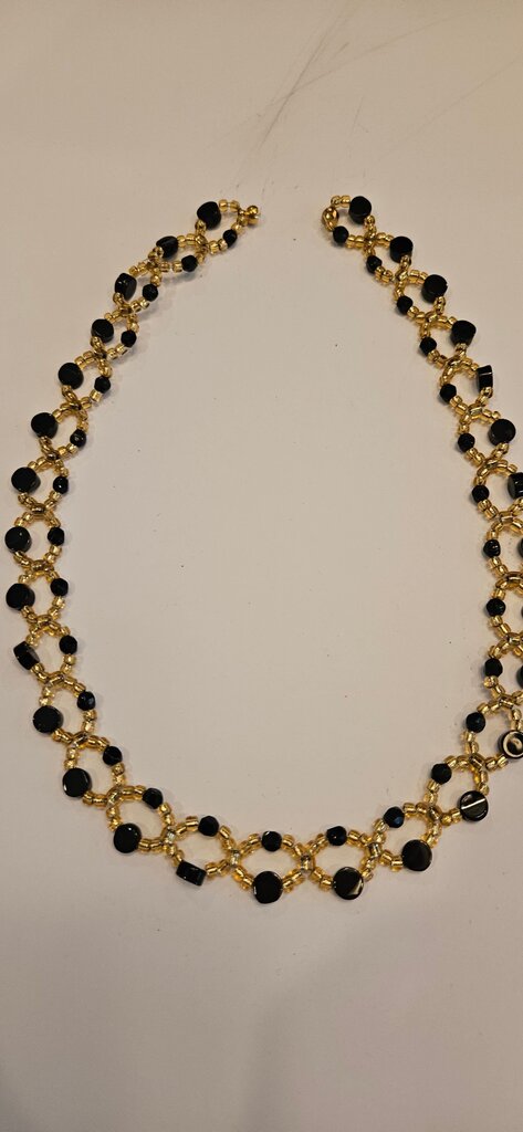 Black and Gold Beaded Necklace