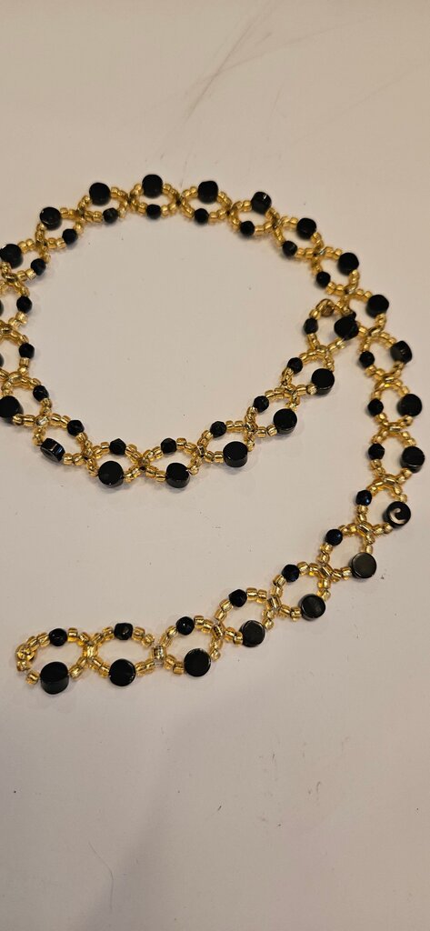Black and Gold Beaded Necklace