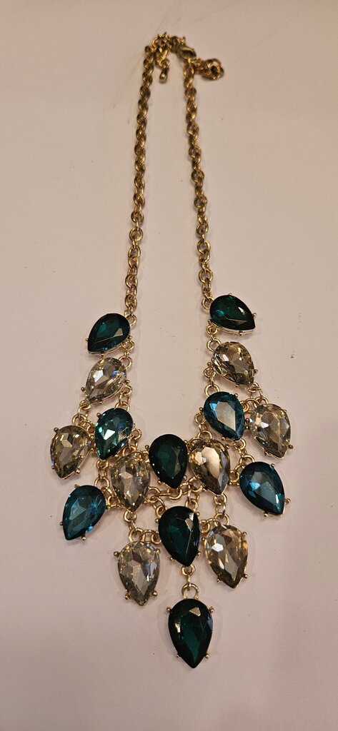Vintage Statement Jewelry Necklace with Teardrop Stones