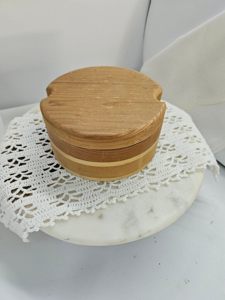 Vintage Wooden Storage Box with Lid label