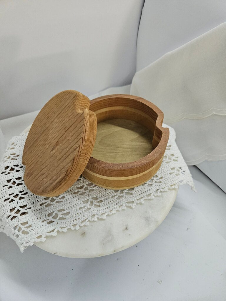 Vintage Wooden Storage Box with Lid label
