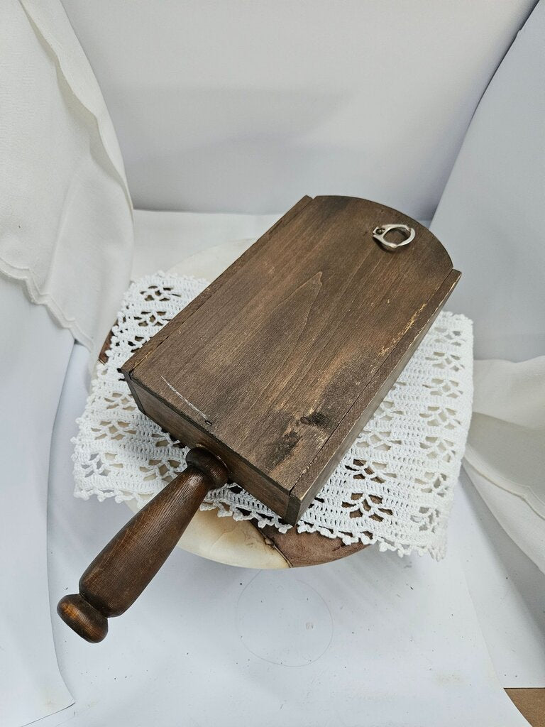 Vintage Hand Painted Country Wooden Kitchen Grain Scoop Wall Sconce Candle Flowers label