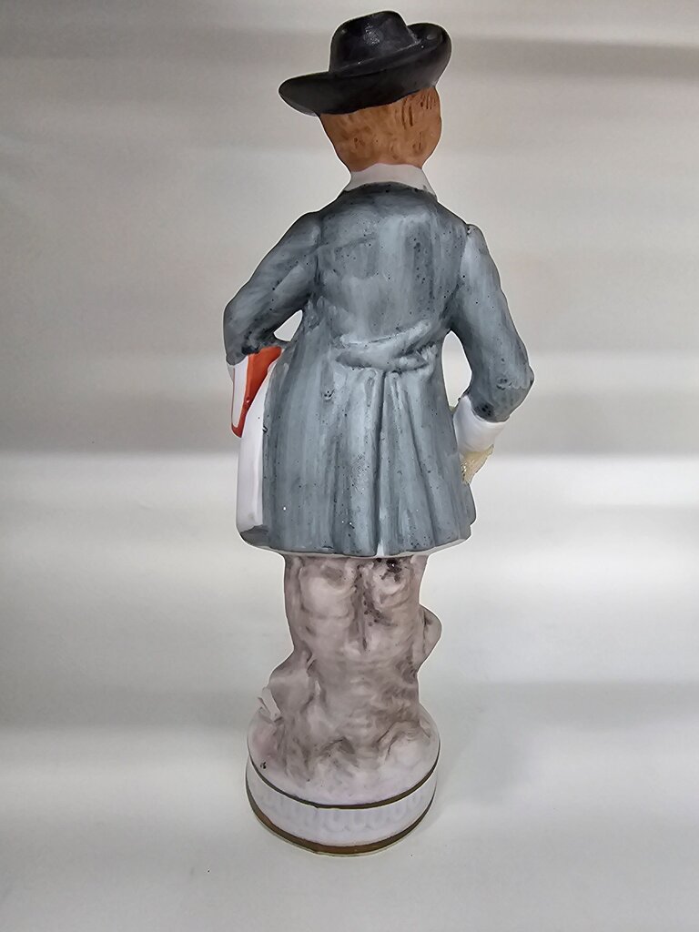 Vintage Porcelain Figurine Holding Book label