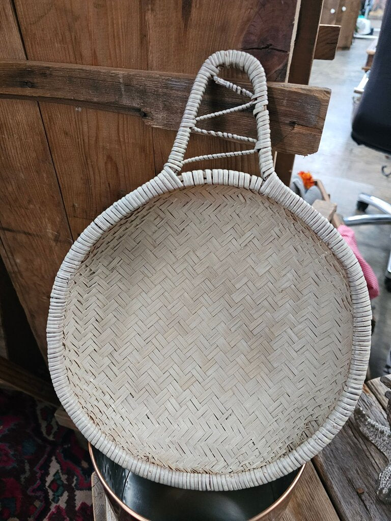 Vintage Asian Style Woven Wicker Baskets label